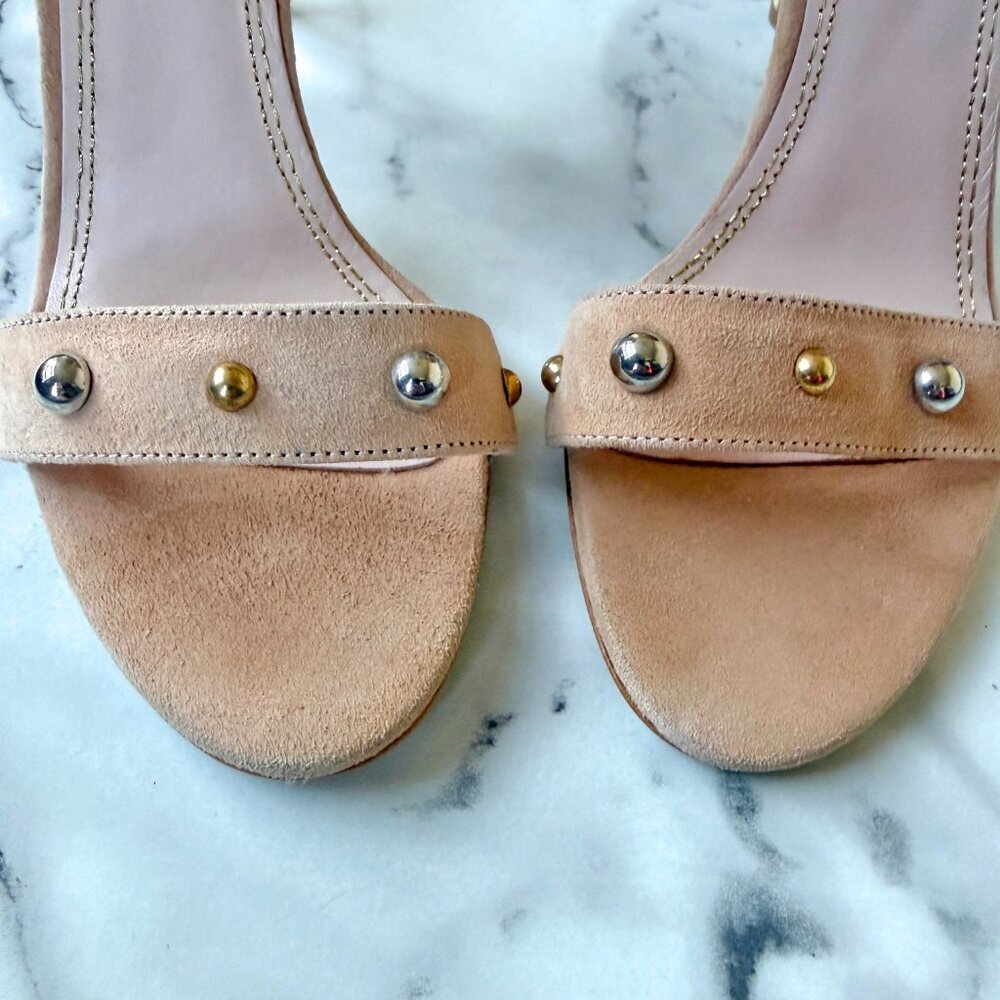Maje Beige Suede Studded High Heel Sandals Size 38 - Picture 9 of 9